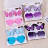3Pcs/Card Glitter Butterfly Hair Clip Heart Sunglasses Set Kids Headwear Fashion Sparkling Hairgripes Glasses Hair Accessories