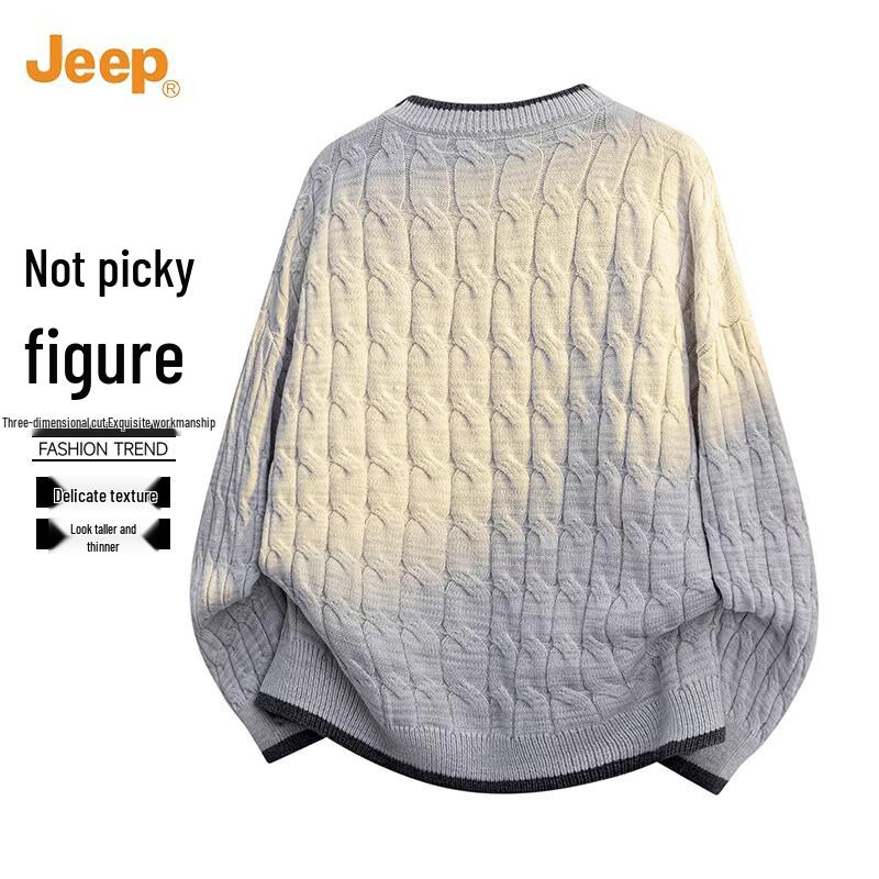 Jeep Мужской ретро-свитер с цветовыми блоками и косами, с круглым вырезом