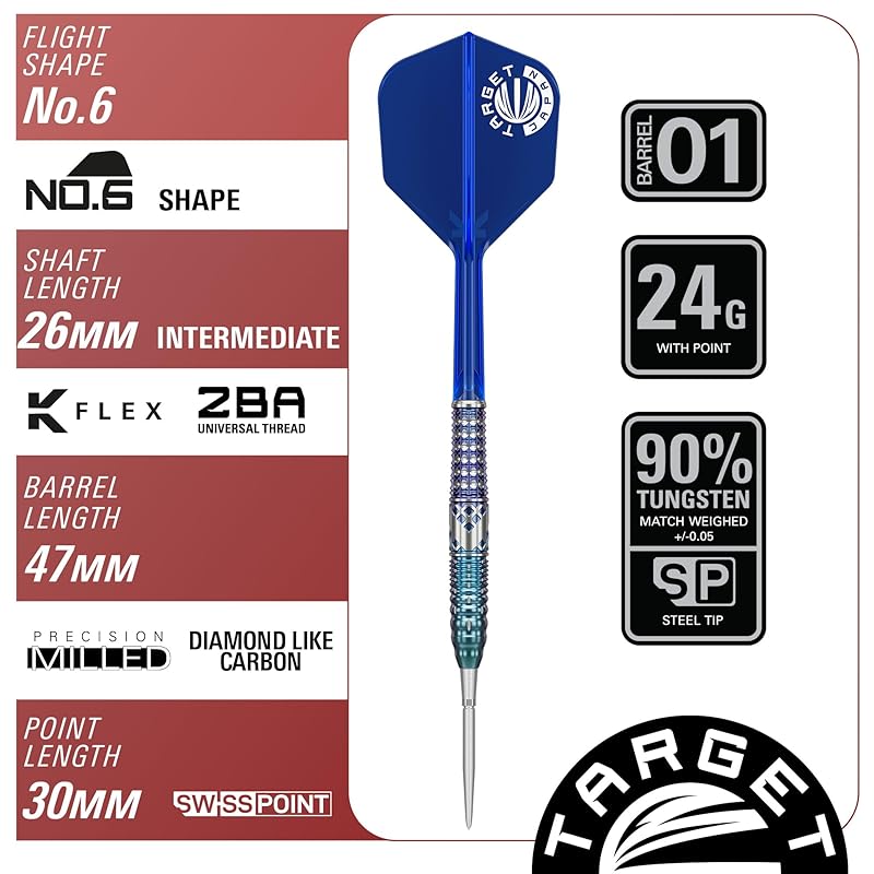 Target Japan CHARIS G5 Кэти Люн Игрок 90% Вольфрам K-Flex Стальные Острые Дротики Набор, 22 г, Нет. Форма 6, Плавники и Хвостовики, SWISS SILVER NANO POINT 30мм