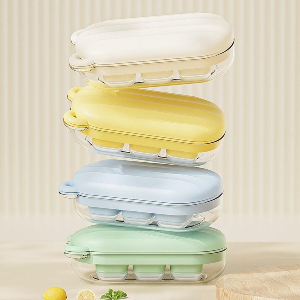 with Cover Little Bear Ice Grid Food Grade Press Ice Cube Box Silicone Ice Cube Mold  Summer