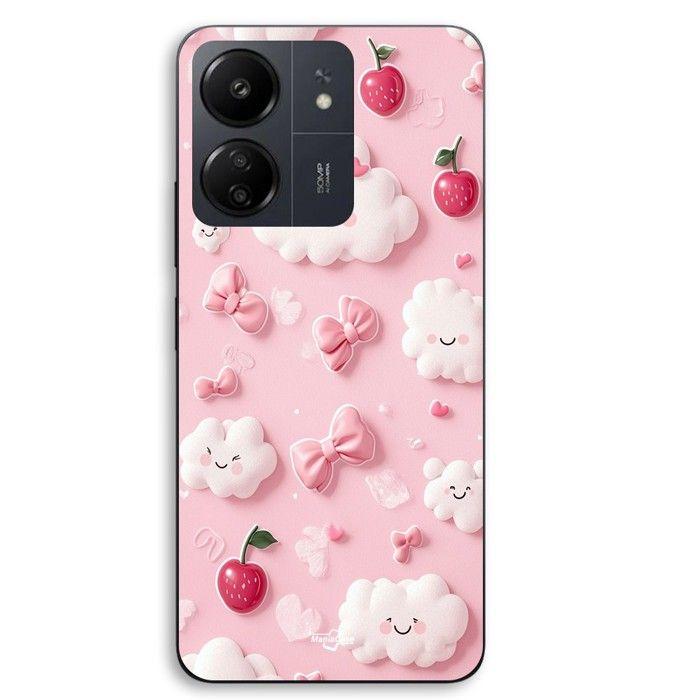 Coque Pour Xiaomi Redmi 13C 4g Texture cerise nuage noeud rose Maniacase