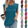 Женская майка-топ, летняя, нарядная, повседневная, свободного кроя, плиссированные рубашки, футболки с короткими рукавами