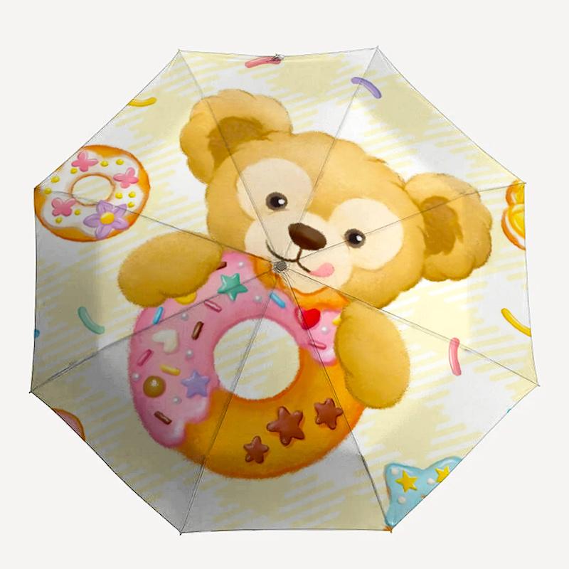 1pc Duffy the Disney Bear's Sweet Adventure Fully Automatic Folding Portable Umbrella, 8 Iron Frames, Three-Fold Design, Suitable for All Se