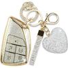 Key Fob Cover With Diamond Heart Keychain Car Key Shell Compatible With -2024 Chevy Tahoe Suburban GMC Yukon Denali Silverado Buick Full Protector