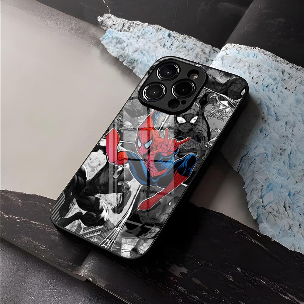 S-Spiders Cool Man Phone Case For IPhone 17 Air 16 E Pro Max 15 14 13 Mini 12 Pro 11 Max Plus Black Glass Cover