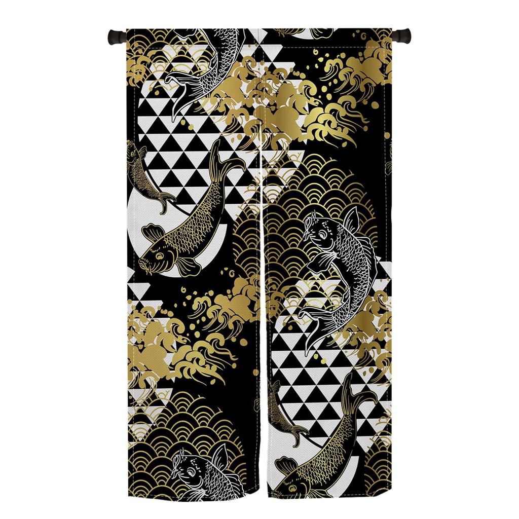 Qinunipoto Noren японский стиль карп и волновой узор Noren ширина 85 x длина 150 см внутренняя повязка на глаза стильные жалюзи блокировка света разделитель комнаты