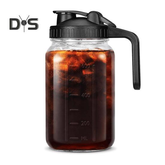 Cold Brew Coffee Maker 32oz/64oz Glass Pitcher with Stainless Steel Filter Wide Mouth Mason Jar Pitcher for Iced Tea Lemonade