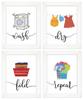 Inkdotpot 4 Piece Laundry Poster for Laundry Room Decor Wash Dry Fold Repeat , Laundry Room Posters Wall Art