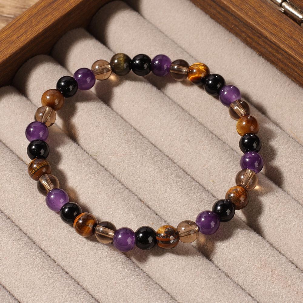 Браслет высокого качества, камень тигровый глаз, чайный кристалл, аметист, обсидиан, браслет, благословение, подарок для семьи