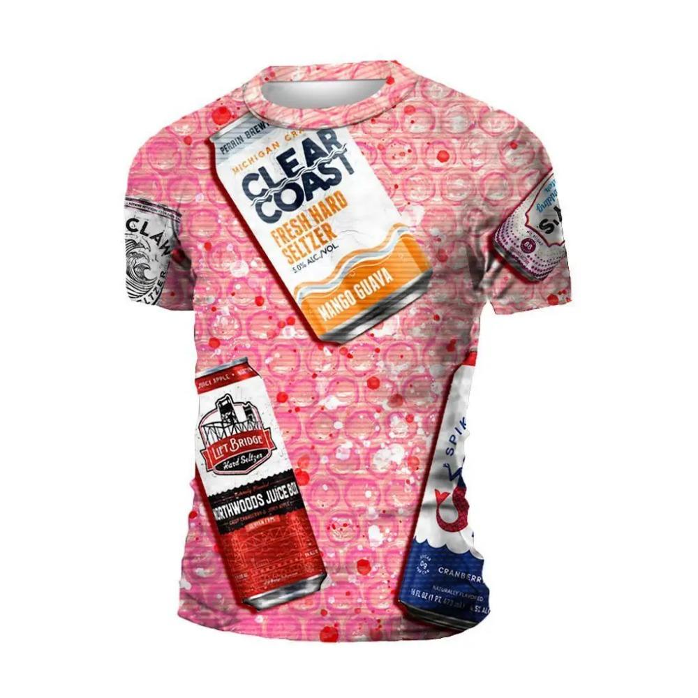 Мужские и женские 3D-печатные дышащие быстросохнущие футболки с круглым вырезом и короткими рукавами для летнего пивного фестиваля