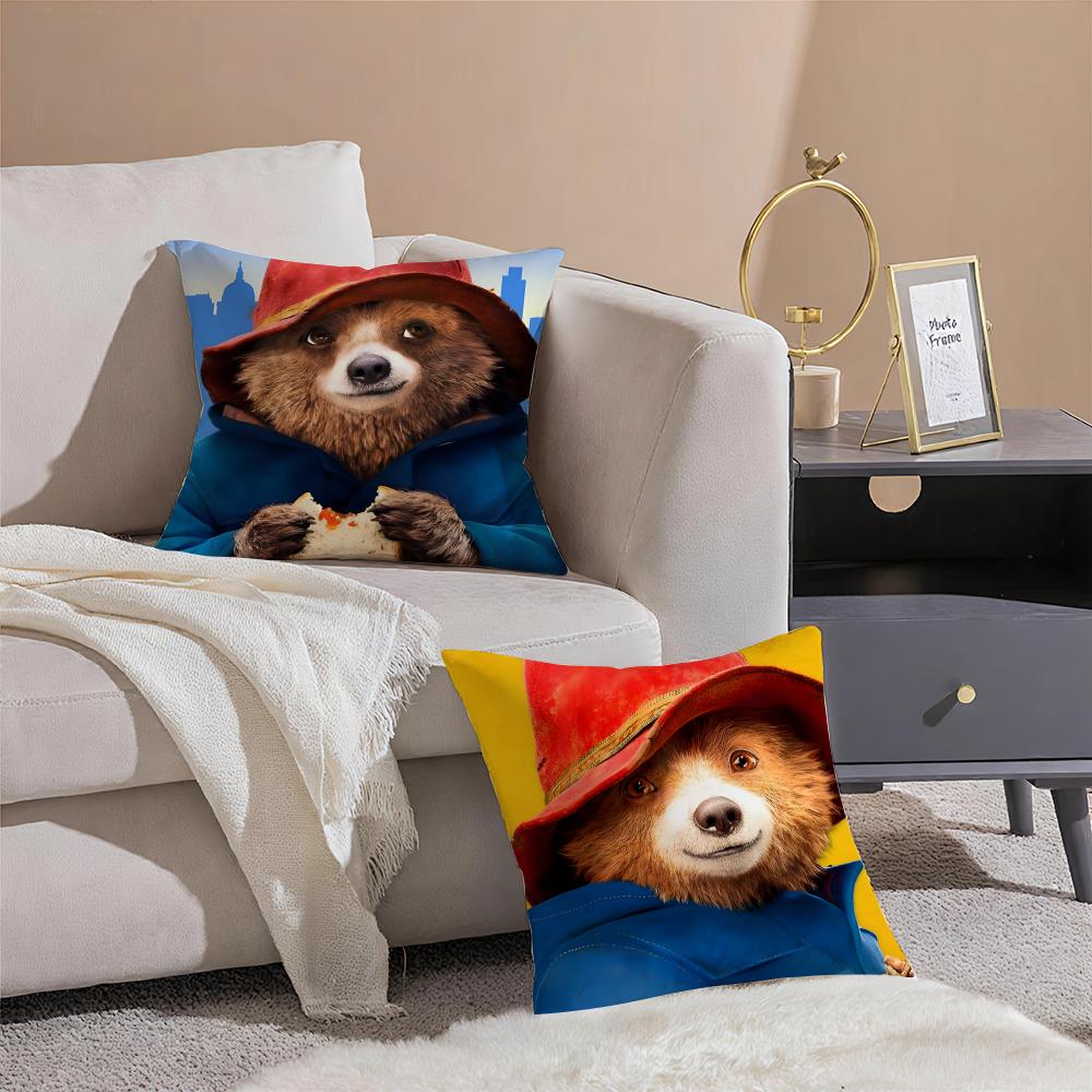 Cute Charming British Cartoon PPaddington Bear Cushion Cover Pillowcase Short Plush Invisible zipper Room Sofa Cushion Cover
