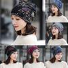 Soft Winter Fashion Warmer Soft Print Flower Neck Warm Women Hat Bib Hats Velvet Bonnet Beanie