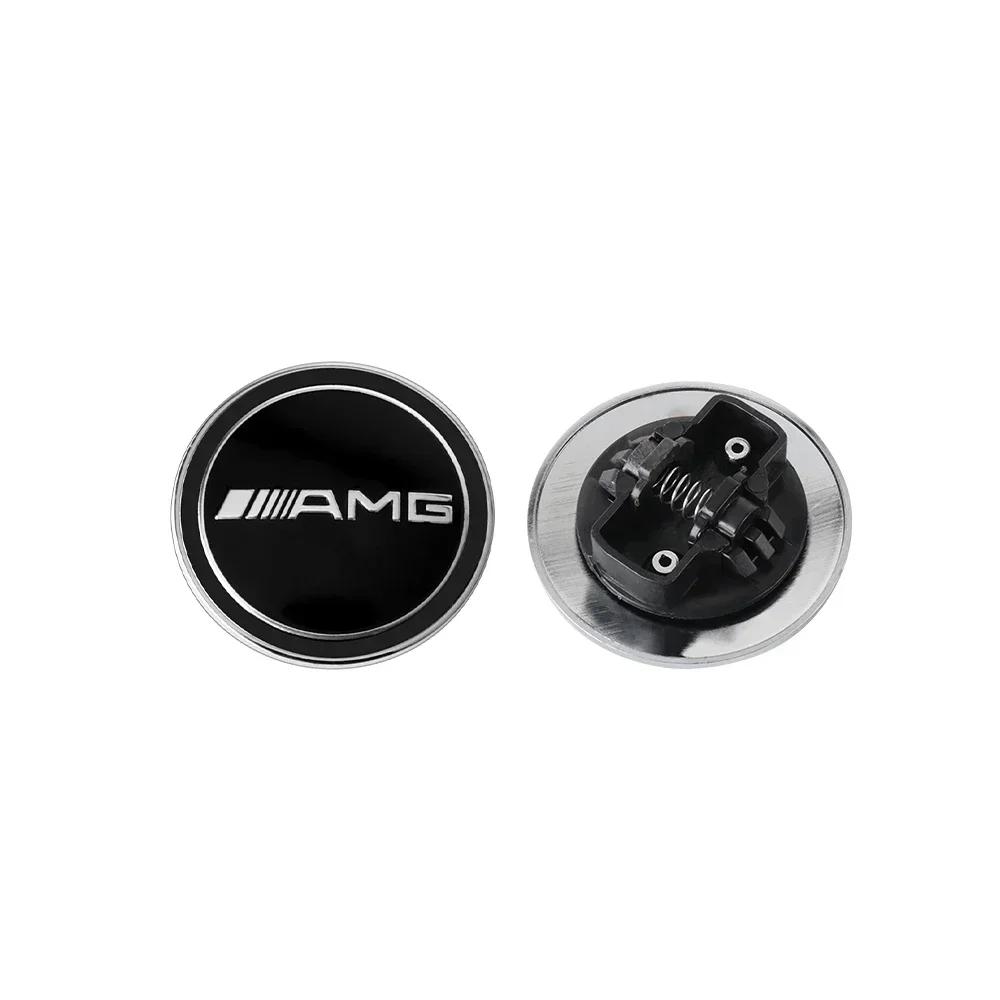 57mm Aluminum ABS Car Flat Hood Emblem Sticker Front Badge Logo Decor Accessories For Mercedes Benz AMG W206 W220 W205 W210 W108 GM1