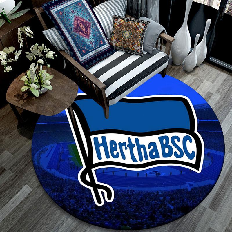 Hertha BSC Art pattern round rug,Carpet Rug for Living Room Bedroom Playroom ,Non-slip Floor Mat,Holiday Gifts and Birthday Gifts.
