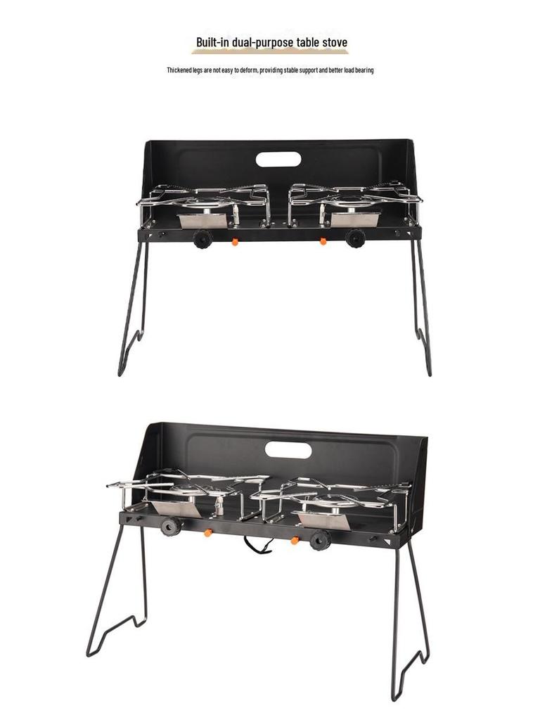Газовая плита с двумя горелками для кемпинга на открытом воздухе для самостоятельного вождения автомобиля