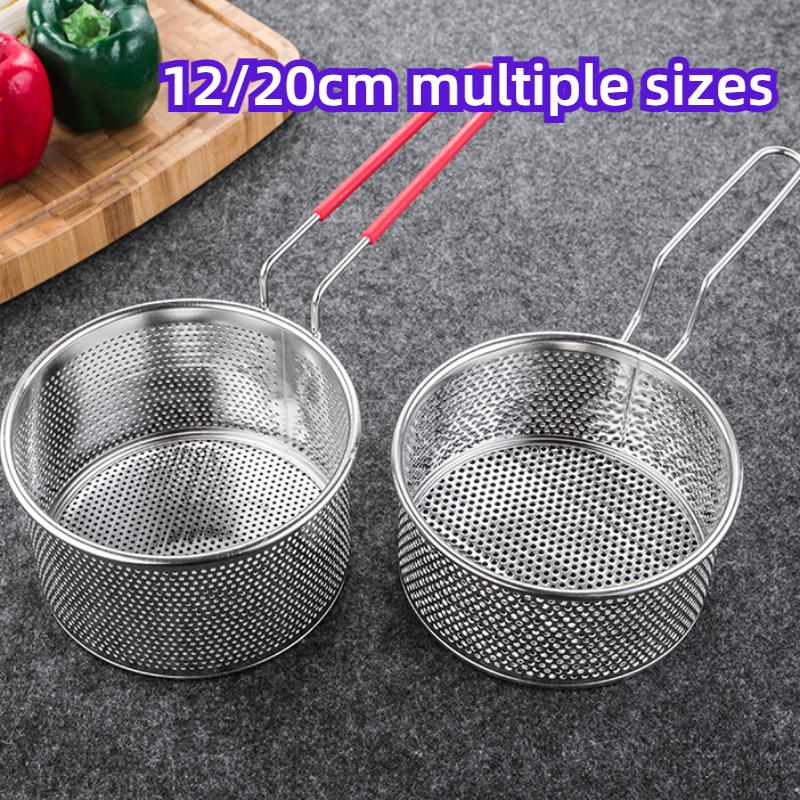 12/14/16/18/20 см французская металлическая корзина с ручкой дуршлаг для жарки во фритюре круглый дуршлаг для слива продуктов кухонные принадлежности аксессуары