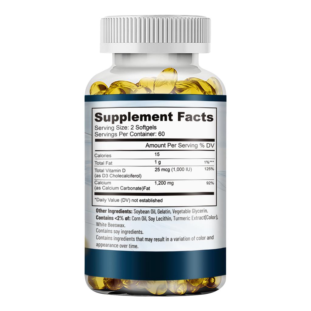 Calcium and Vitamin D3 capsules, calcium and vitamin D3 supplements, supporting adult immune health.