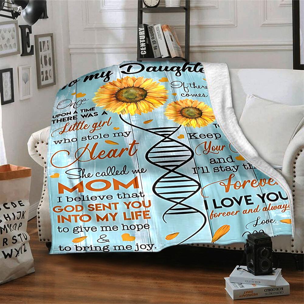 1pc Sunflower Mother Daughter Quote Blanket - Perfect Gift for Birthdays, Christmas & Halloween- Soft, Warm & Versatile yy250909116