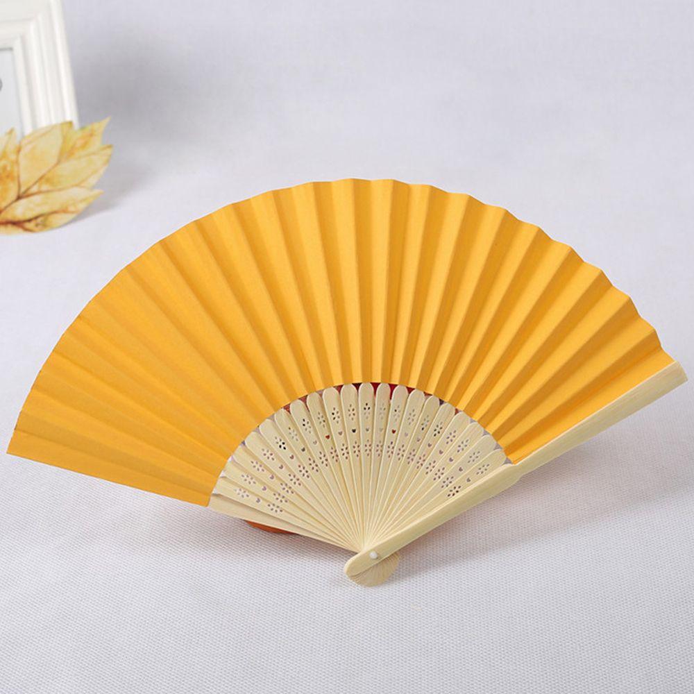 Wedding Chinese Style Party Solid Color Folding Paper Fan Photo Prop Tool Hand Held Fan Dance Fan
