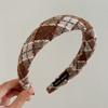 Korean version black white checkered retro sponge hair hoop fashionable hundred straps headband new hair accessories for women