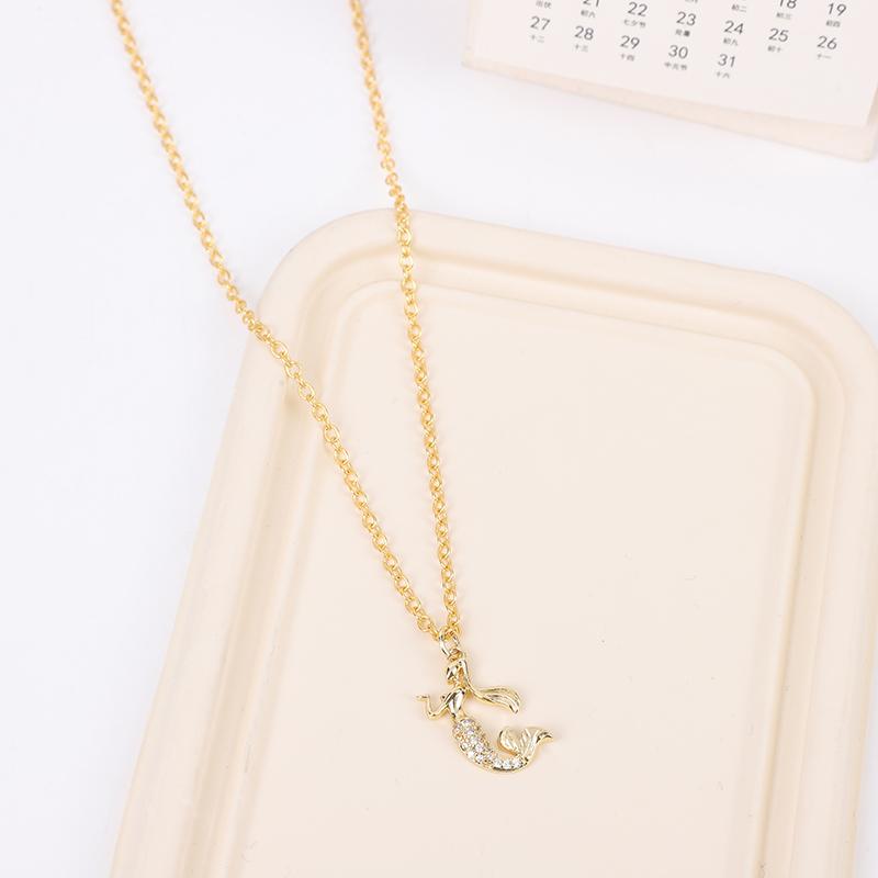 Модное и персонализированное женское колье-подвеска с инкрустацией цирконием, подвеска в виде животного, ожерелье-русалка