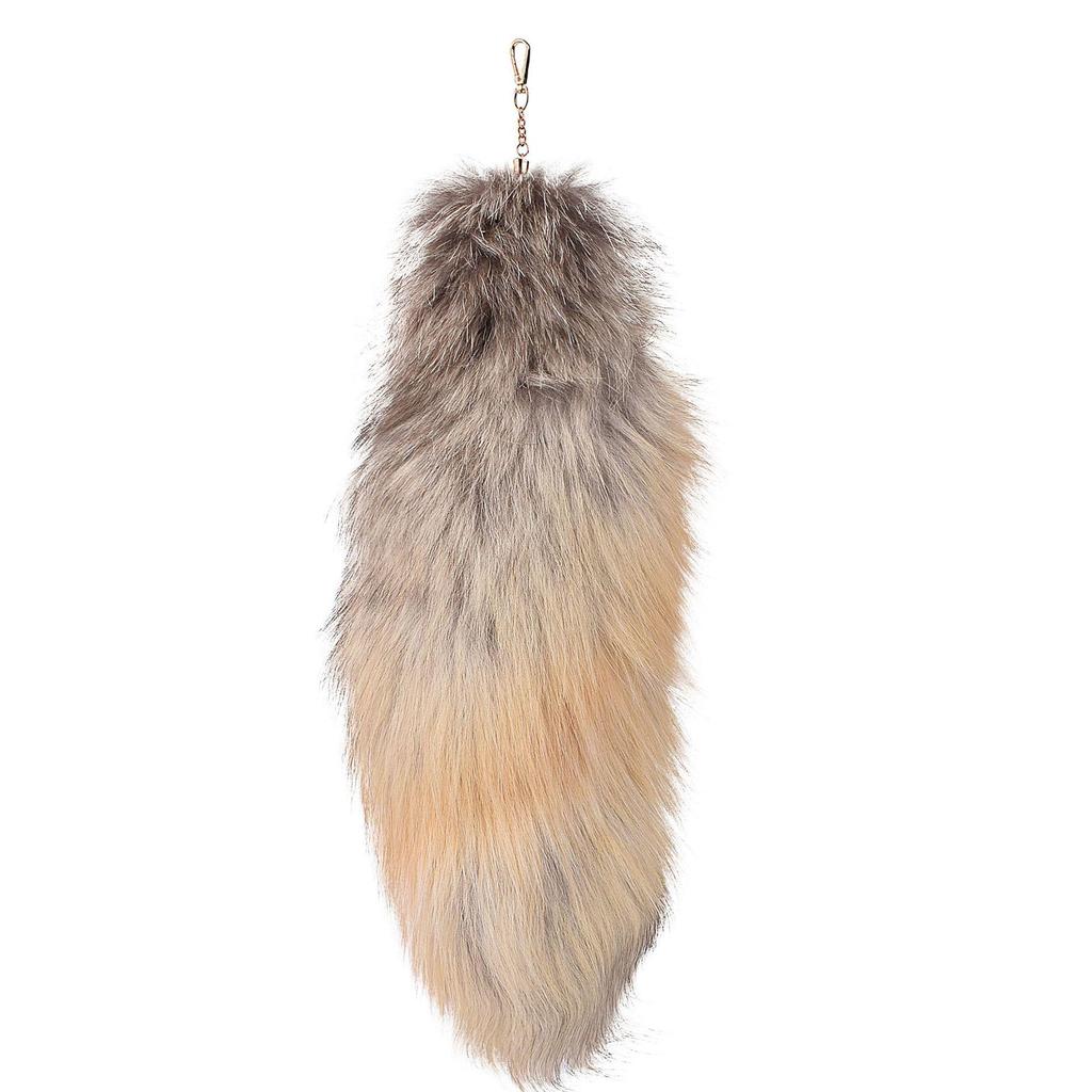 Серебристо-голубой кулон-шарм из натурального меха лисы - Женский аксессуар для сумки и брелок для ключей автомобиля