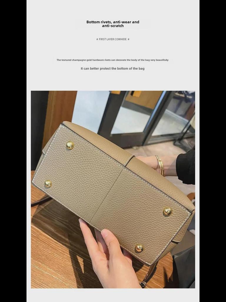 2023 Women's Genuine Leather Bucket Bag - Trendy Large-Capacity One-Shoulder Tote & Commuter Handbag