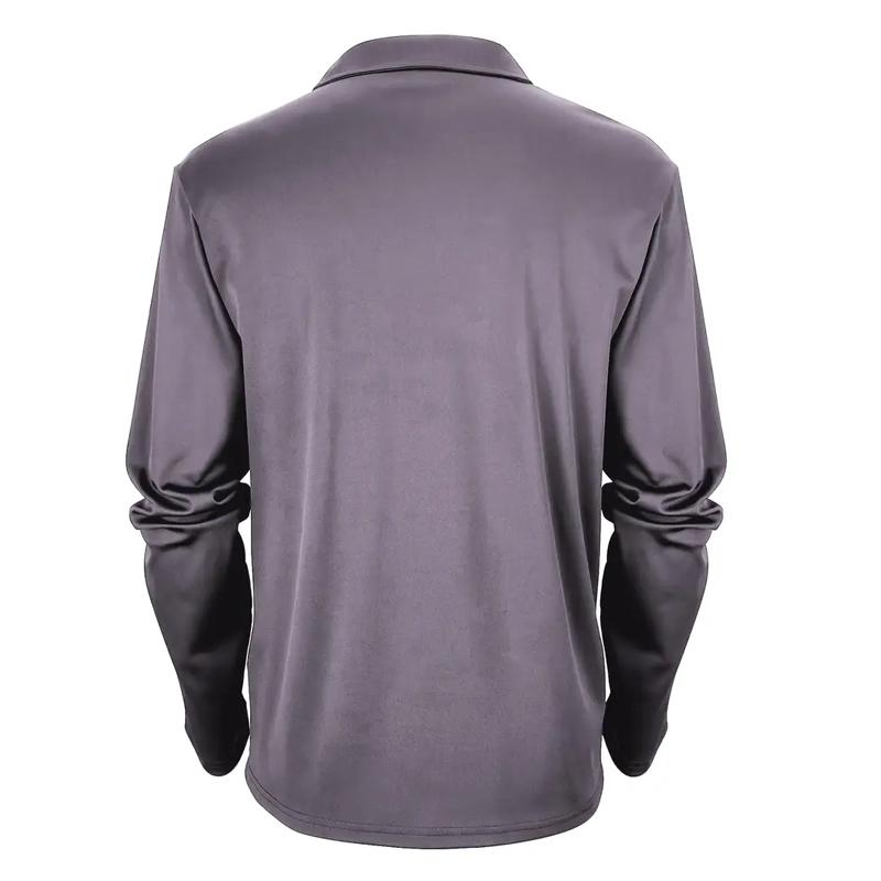 Мужская рубашка поло с длинным рукавом и молнией, с принтом английских букв, повседневная, дышащая, подходит для активного отдыха