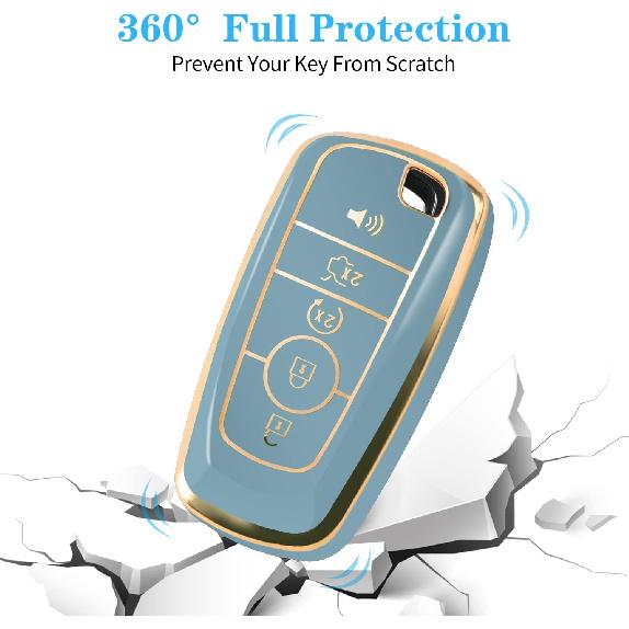 For Ford Key Fob Cover with Keychain, Soft TPU Key Case Shell Full Protection for Ford Explorer Fusion Escape Edge Expedition F150 F250 F350 F450