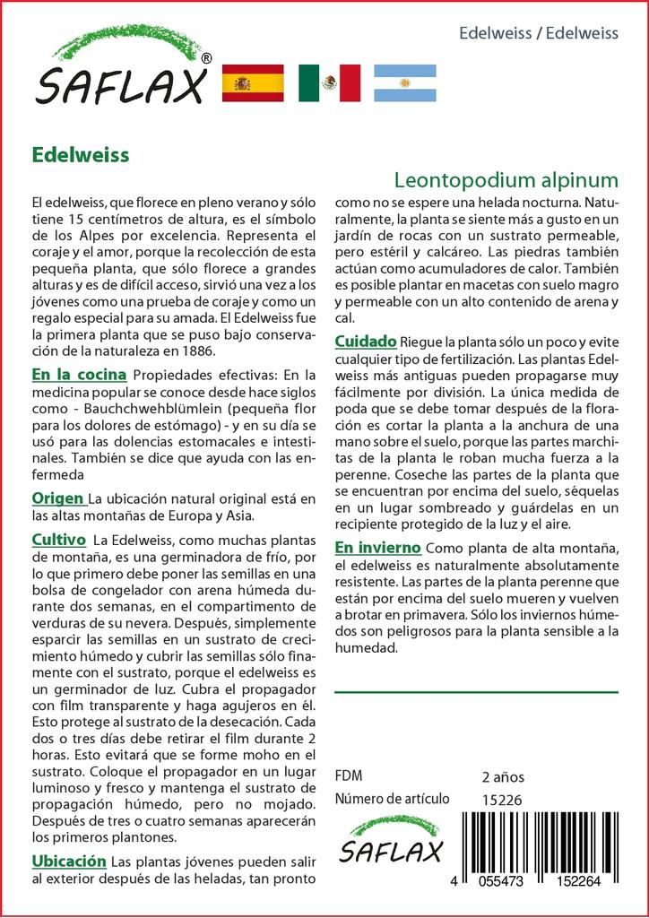 SAFLAX Garden in the Bag - Эдельвейс - 500 семян - С субстратом в подходящем пакете - Leontopodium alpinum