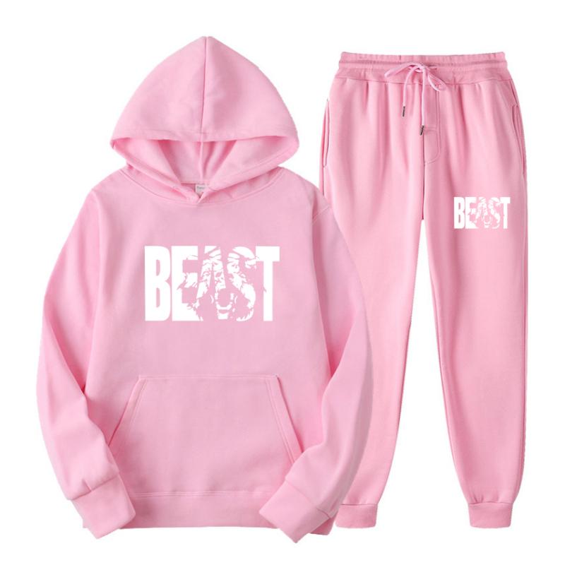 Осенние и зимние комплекты с капюшоном, мужские модные флисовые красные толстовки, брендовые брюки, повседневный костюм для бега, спортивный костюм, толстовка, женский пуловер