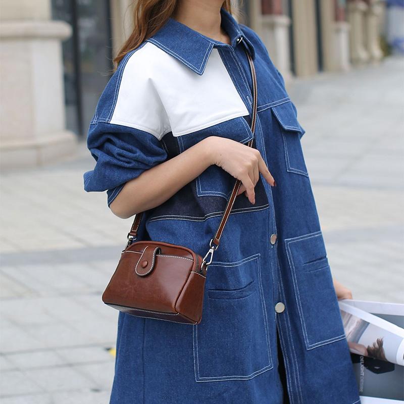 2025 Мини Женские Сумки Через Плечо Ретро Натуральная Кожаная Сумка-Меселердж Двухслойная Молния Женская Сумка Через Плечо Отличные Сумки Из Коровьей Кожи