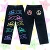 Mens Y2K Harajuku Hip Hop Dog Print Loose Fit Straight Jeans Fall Casual Wear