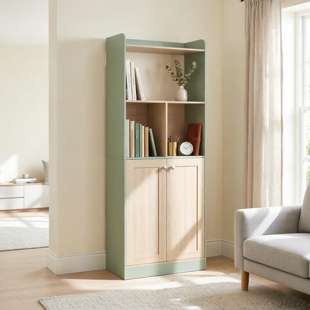 Modern Tall Cabinet with Display Area, Versatile Storage Cabinet, Slim Accent Cabinet, Living Room Cabinet (only with living room cabinet)