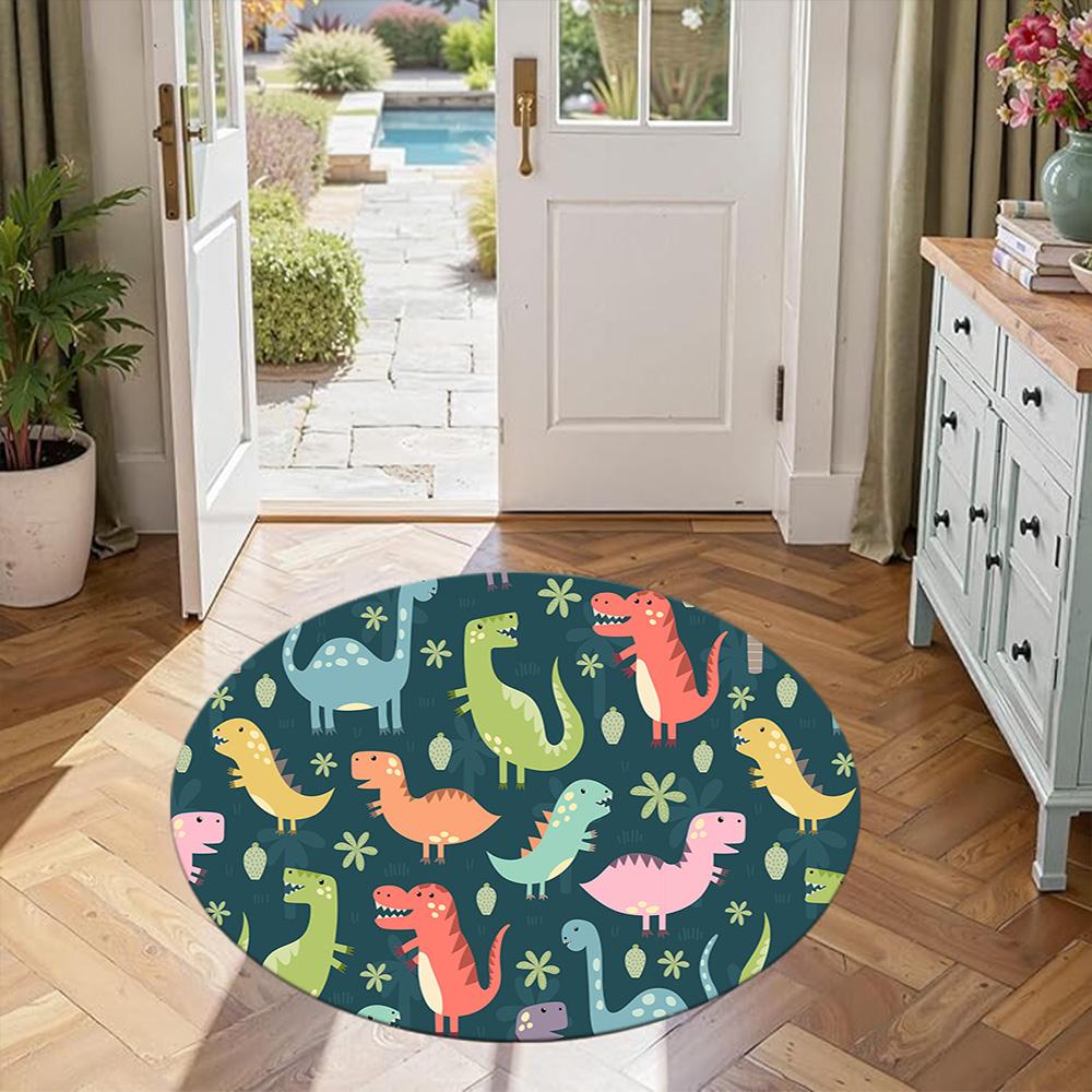 Dinosaur Round Carpet Design for Living Rooms Bedrooms Entryway Playrooms Anti-slip Round Rug Office home decor Perfect Birthday Christmas Gift Idea