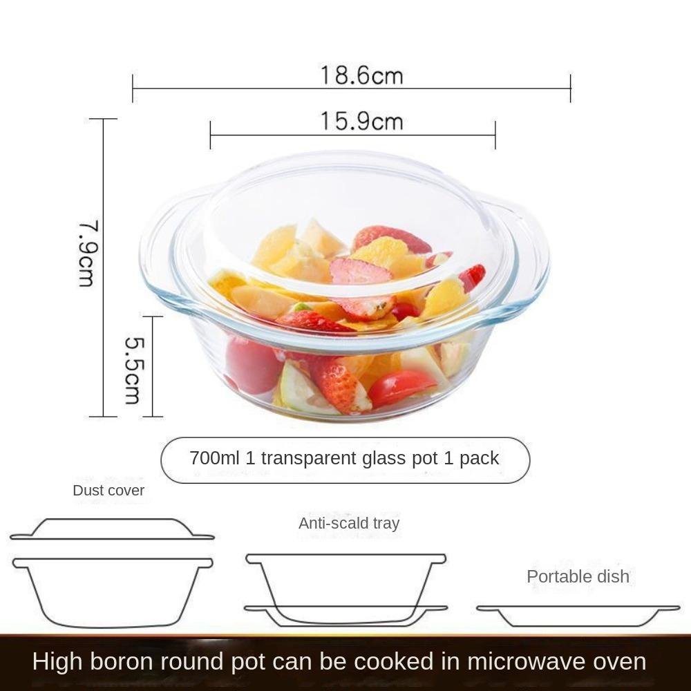 Высококачественная хрустальная миска из боросиликатного стекла, термостойкая бытовая кастрюля для приготовления пищи, контейнер для хранения продуктов