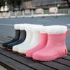Short-tube Rain Boots Women's Outer Wear Flat-bottomed Non-slip Water Shoes Student Rubber Shoes Kitchen Work Short Water Boots