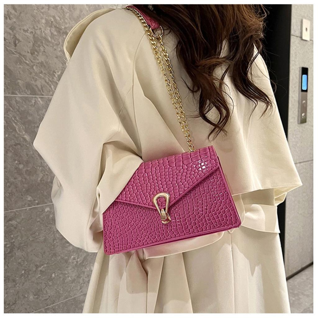 Женская модная сумка кроссбоди из искусственной кожи с узором змеиного принта цвета розовой розы, роскошная сумочка, на подкладке, с цепочкой-ручкой