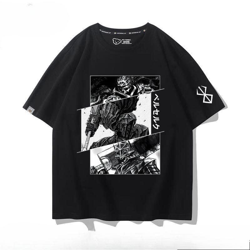 Футболка из 100% хлопка с фирменным принтом воинов аниме Berserk Guts летняя мужская повседневная уличная одежда с короткими рукавами