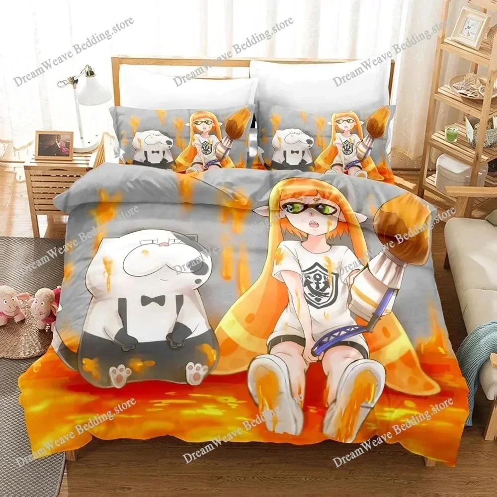 Набор постельного белья Splatoon Односпальный Двуспальный Полный Queen King Размер Набор для кровати Взрослый Детская спальня Комплекты с пододеяльником 3D Печать Игровой Комплект постельного белья741