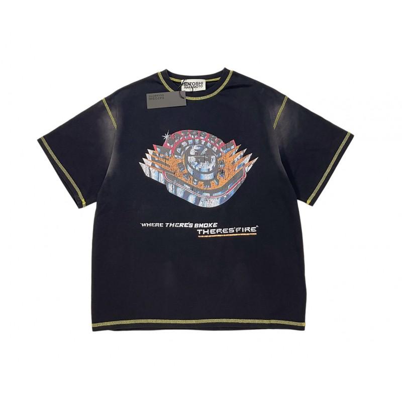 Мужская свободная хлопковая футболка с принтом Streetwear Hip Hop Винтажная стираная с коротким рукавом