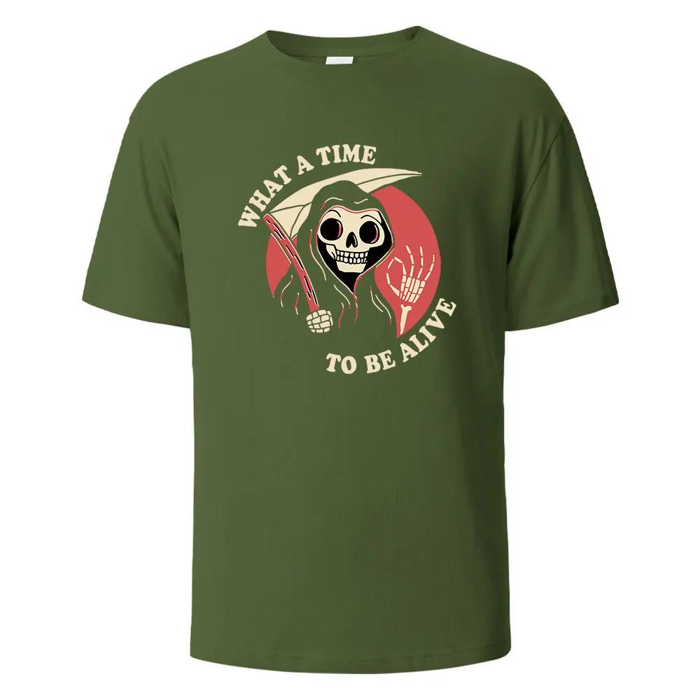 Men's Printed T-shirt What A Time To Be Alive Hip-Hop Shirt For Men Wowen 100% Cotton Breathable Short-Sleeved Basic Tops Tees