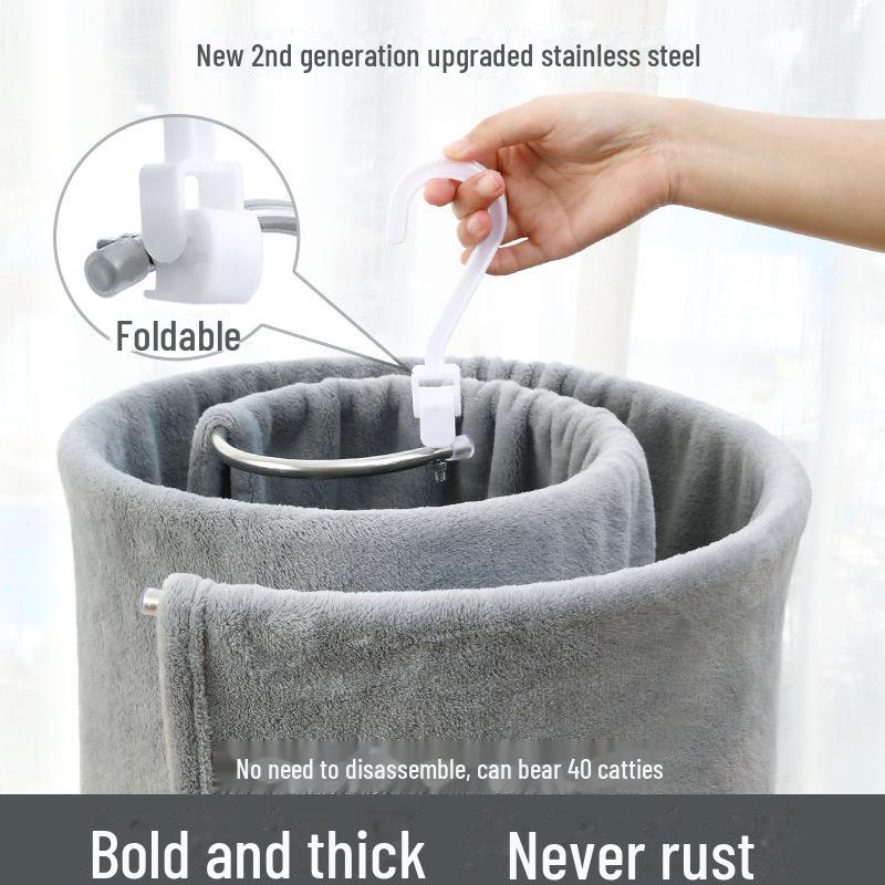 «Вращающаяся спиральная вешалка для одежды из нержавеющей стали с многофункциональной штангой для сушки одеял и простыней»