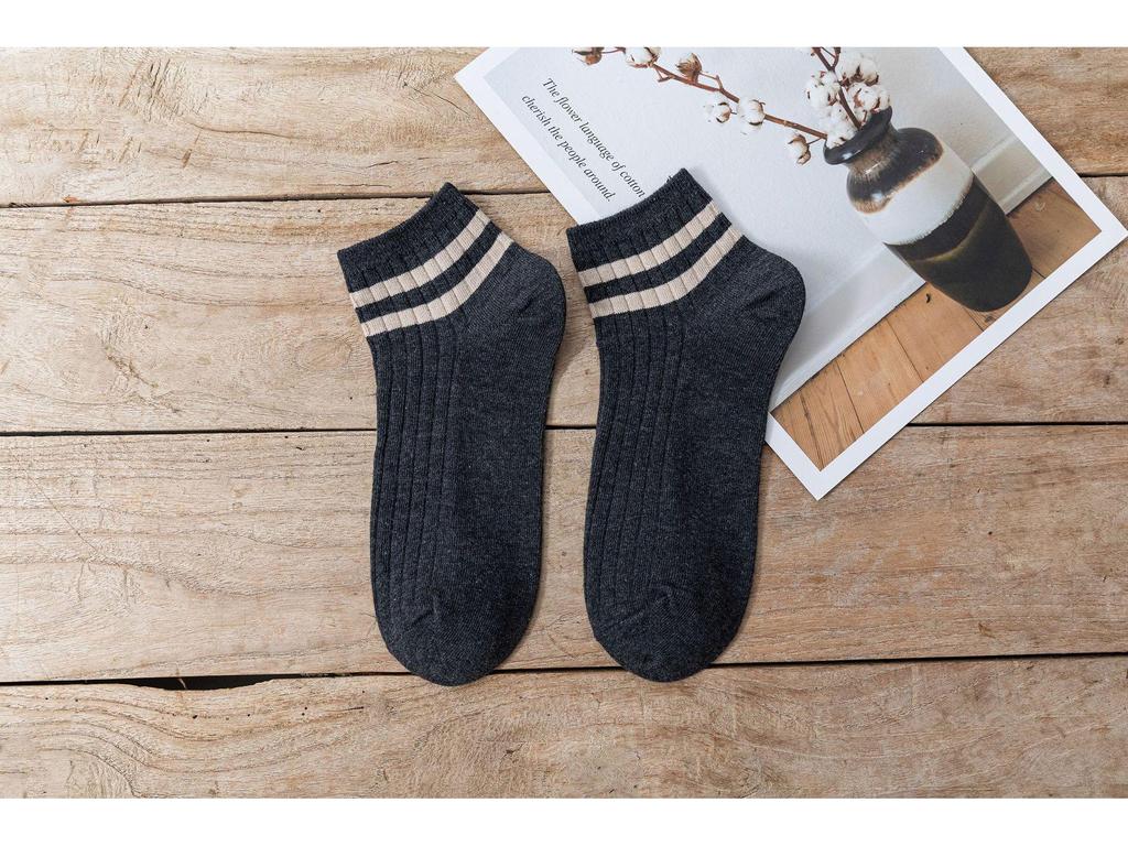 Мужские всесезонные спортивные носки с низким вырезом в японском стиле с двойной полоской