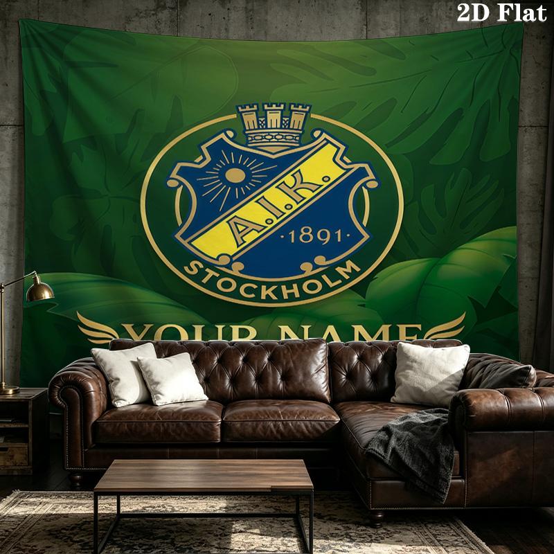Custom Name AIK Solna Printed Tapestry – Wall Hanging for Bedrooms, Dorms, and Home Decor