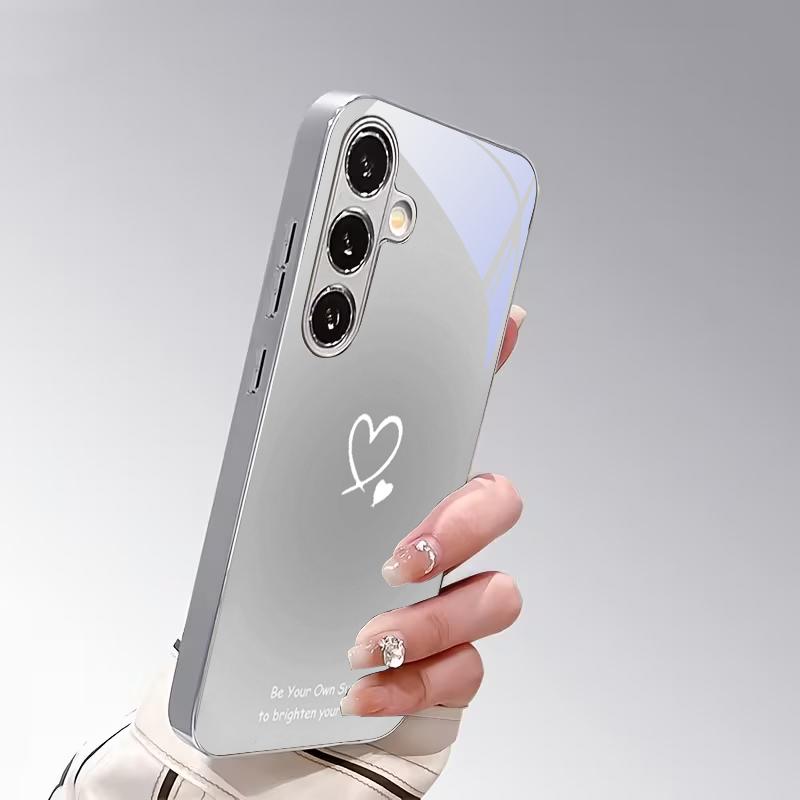Нежное Сердечное Шептание Посеребренный Чехол Для Телефона Samsung A31 A22 A32 A42 A52 A72 A13 A36 A56 A07 A17 A37 A57 Задняя Крышка