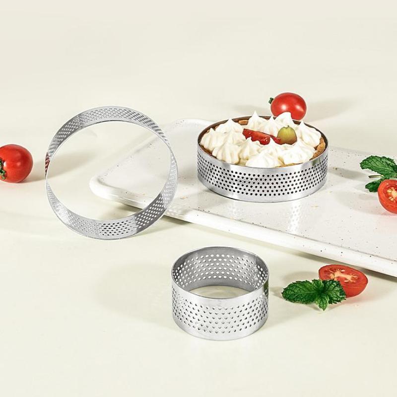 5/6/7/8/9/10 Cm Perforated Tart Rings With Hole Stainless Steel Tart Bottom Tower Fruit Pie Quiches Cake Ring Mousse Baking Mold