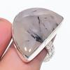 Natural Black Rutile Gemstone 925 Sterling Silver Jewelry Ring Size 8.5 g9M35