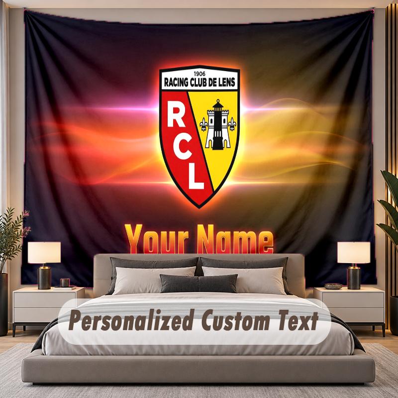 Custom Name Text Tapestry racing club de lens Personalized Polyester Wall Tapestry For Bedroom And Room