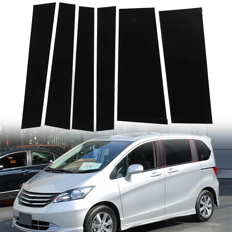 6pcs Car Window Door Column B C Pillar Post Trim Cover Glossy Black PC Stickers Accessories for Honda Freed GB3/GB4/GP3 2008-2016